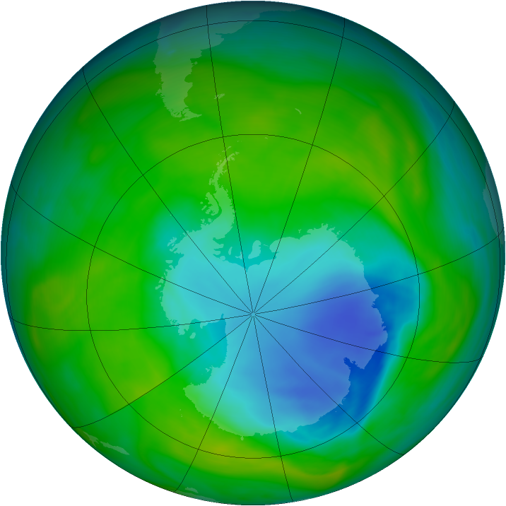 Antarctic ozone map for 28 November 2005